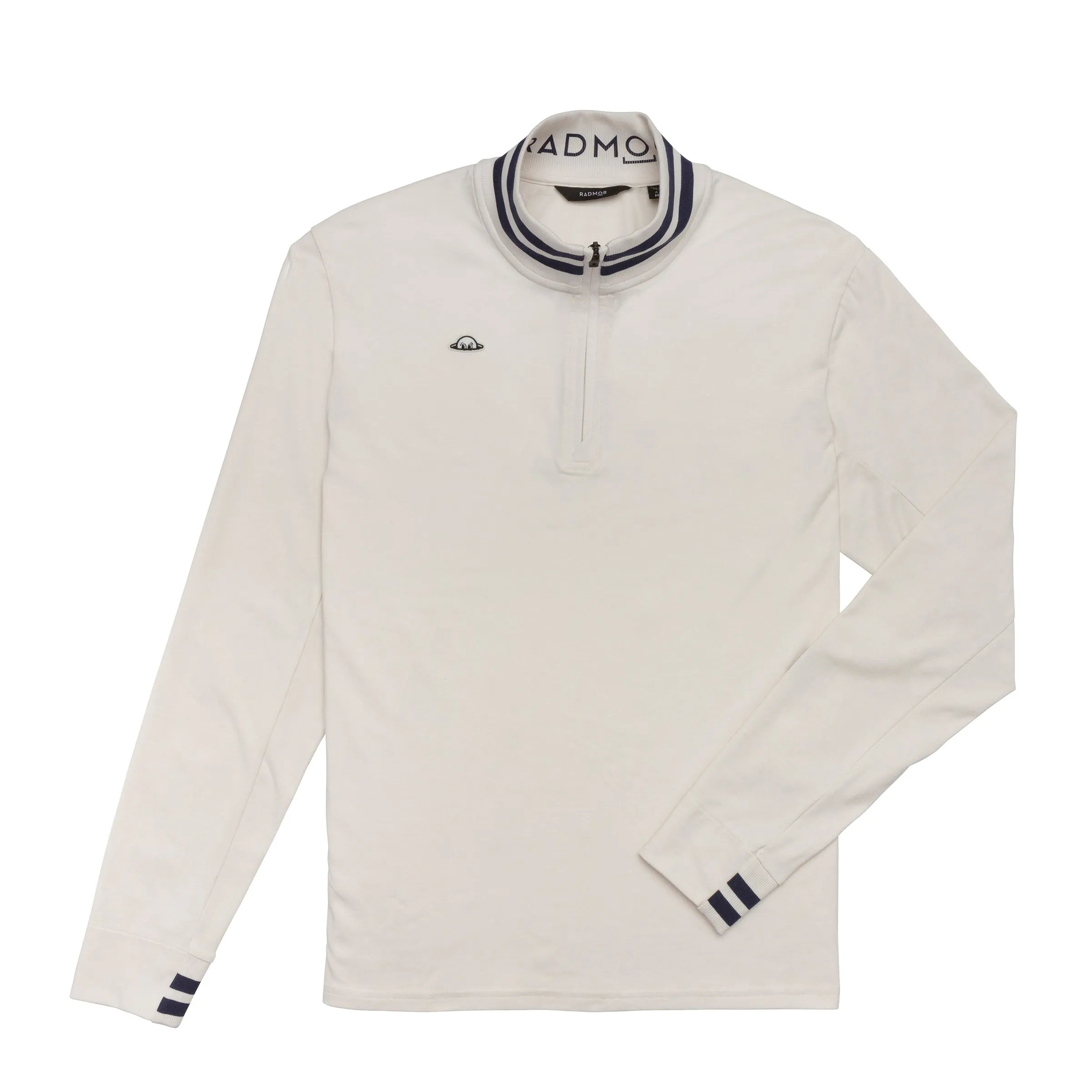 Colorfast Dye Process Durable Double Stitching RADMOR Chappie Recycled 1/4 Zip - Snow White / Navy