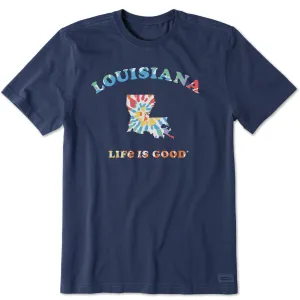 Men's Tie Dye Louisiana Short Sleeve Crusher Tee Flexible Collar