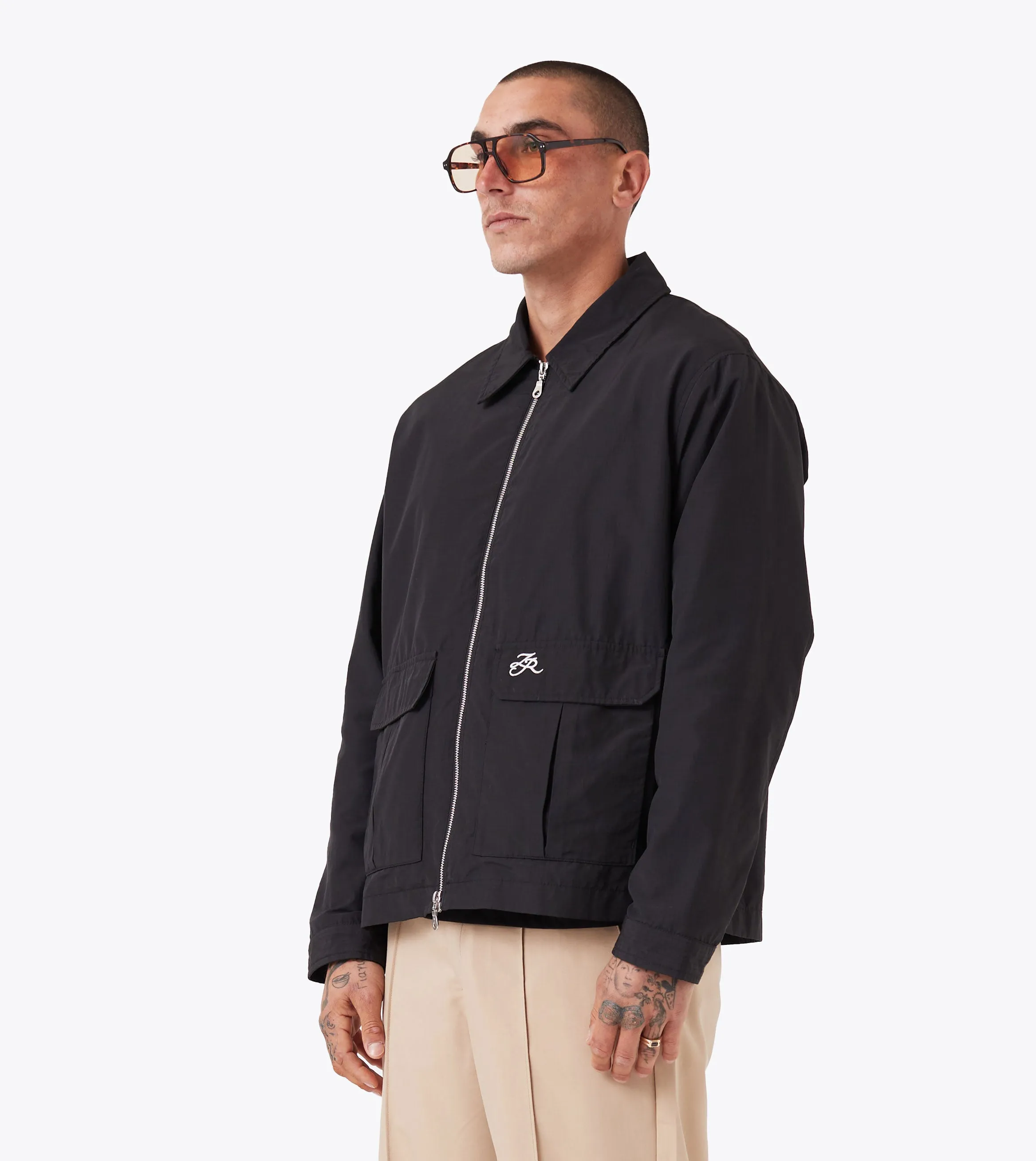 Anti Pilling Tapered Hem Utility Jacket Black