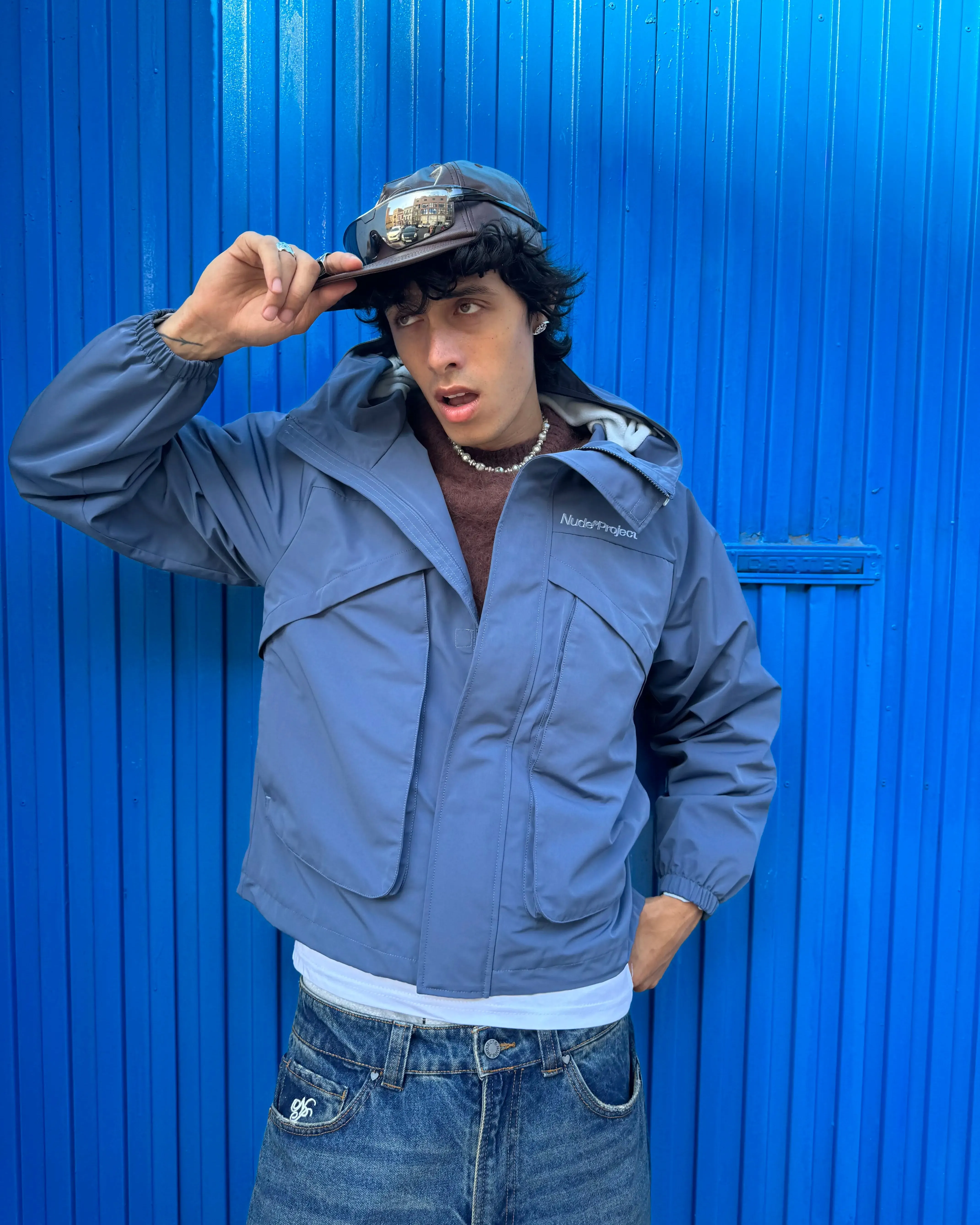 All Year Soft touch finish Milestones Windbreaker Jacket Blue