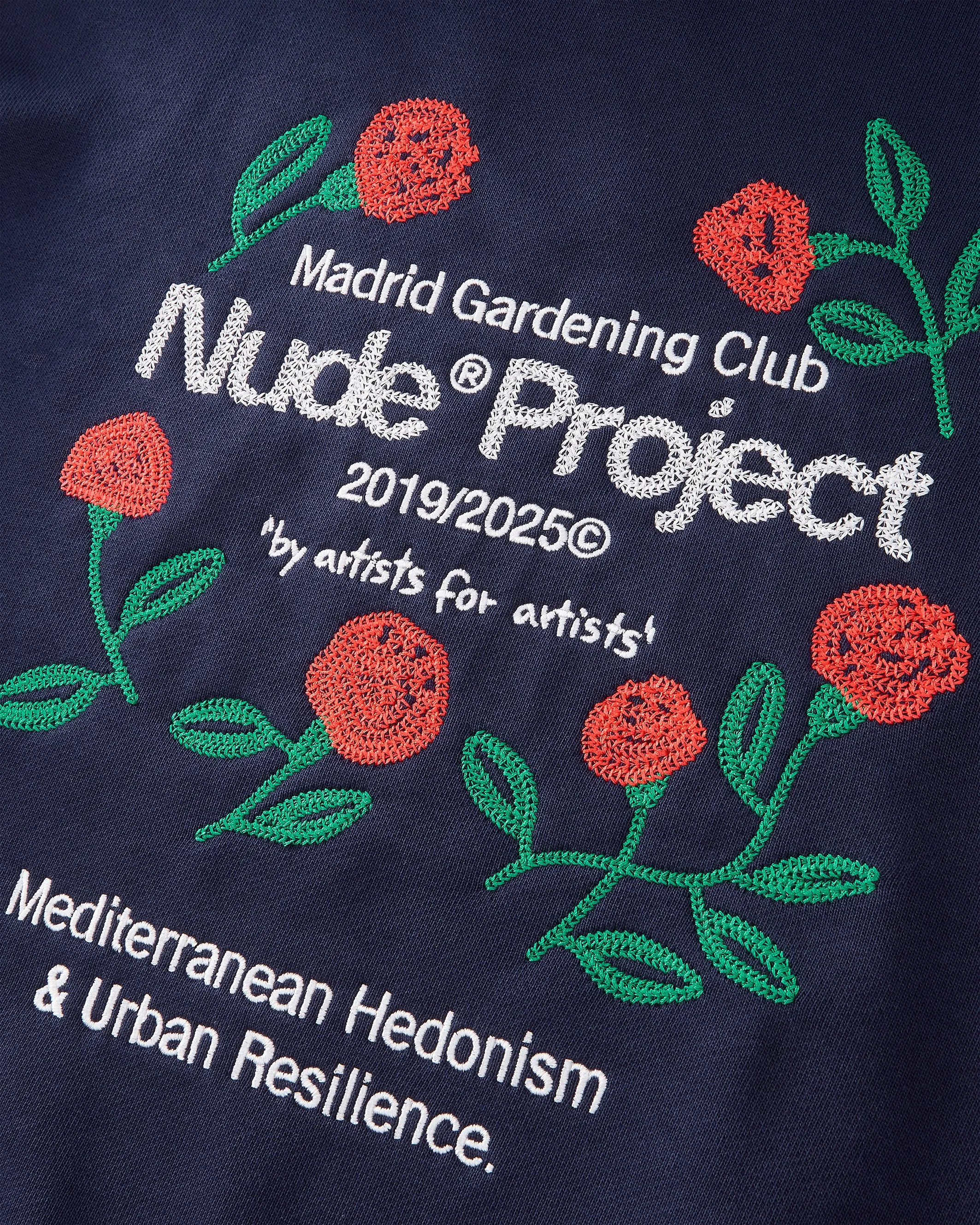 Garden Hoodie Navy Patchwork crew neck