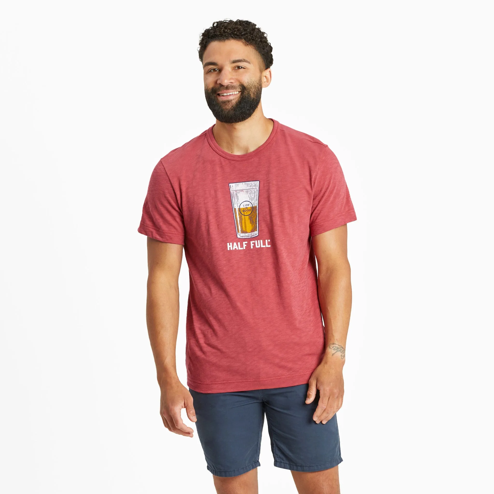 Men's Half Full Beer Textured Slub Tee AntiStaticLining