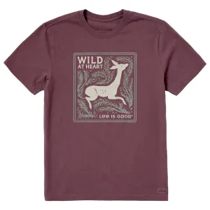 Men's Wild at Heart Deer Short Sleeve Crusher Tee DurableStitching Sleek Comfort Fit