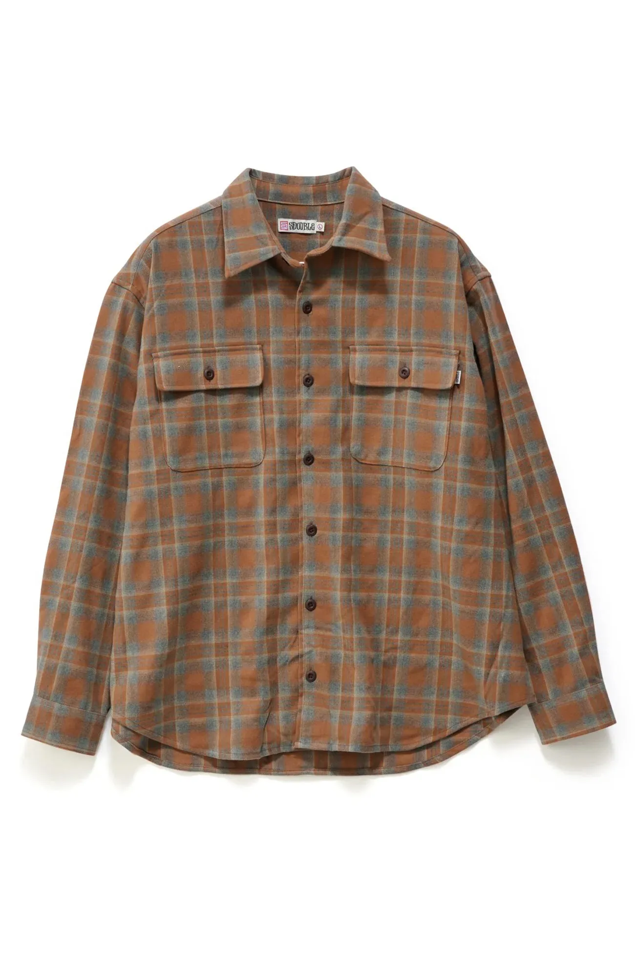 Hygroscopic Fiber Plaid Long Sleeve Overshirt Sienna