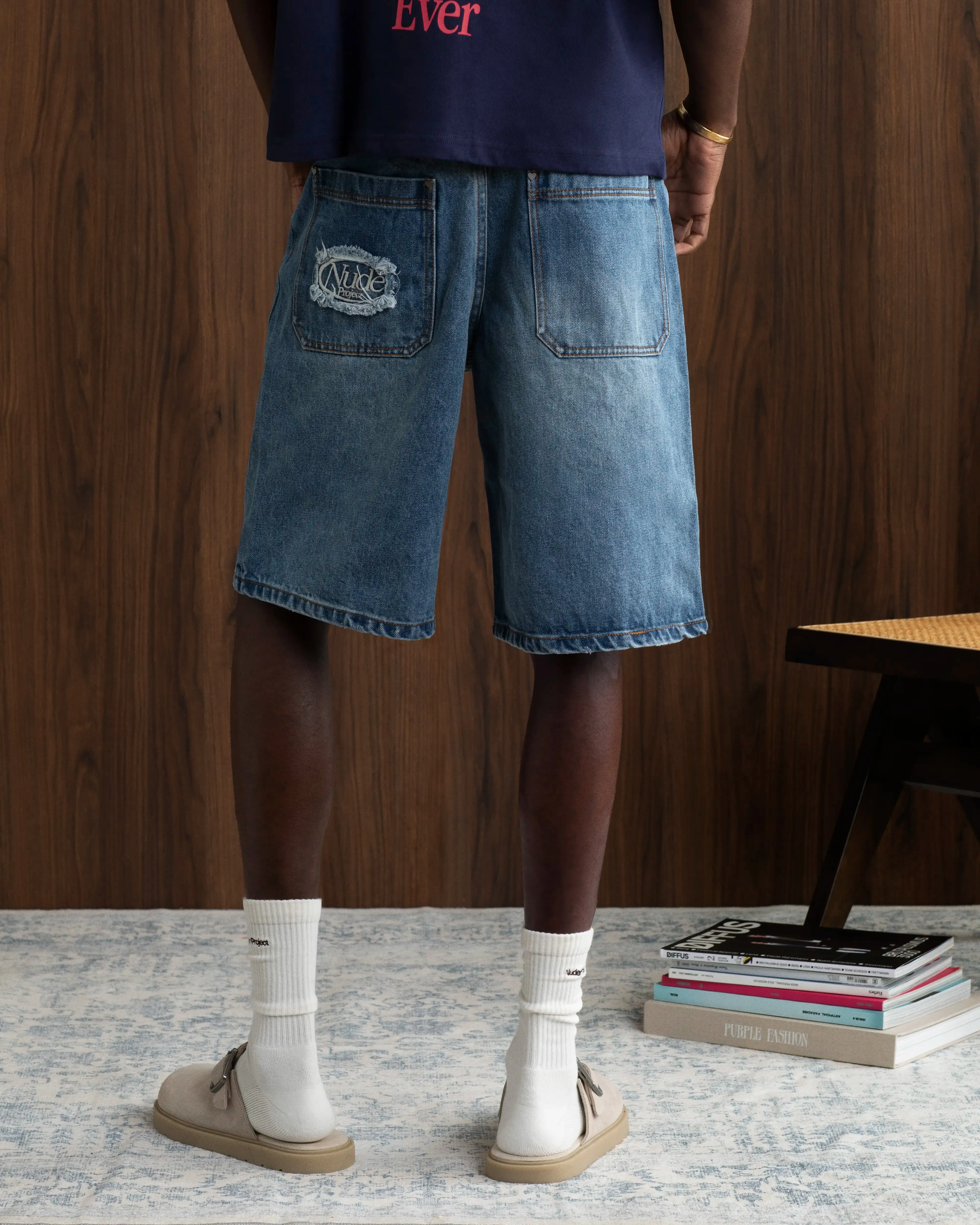 Softened Fabric Outerwear Friendly Basic Denim Shorts Blue