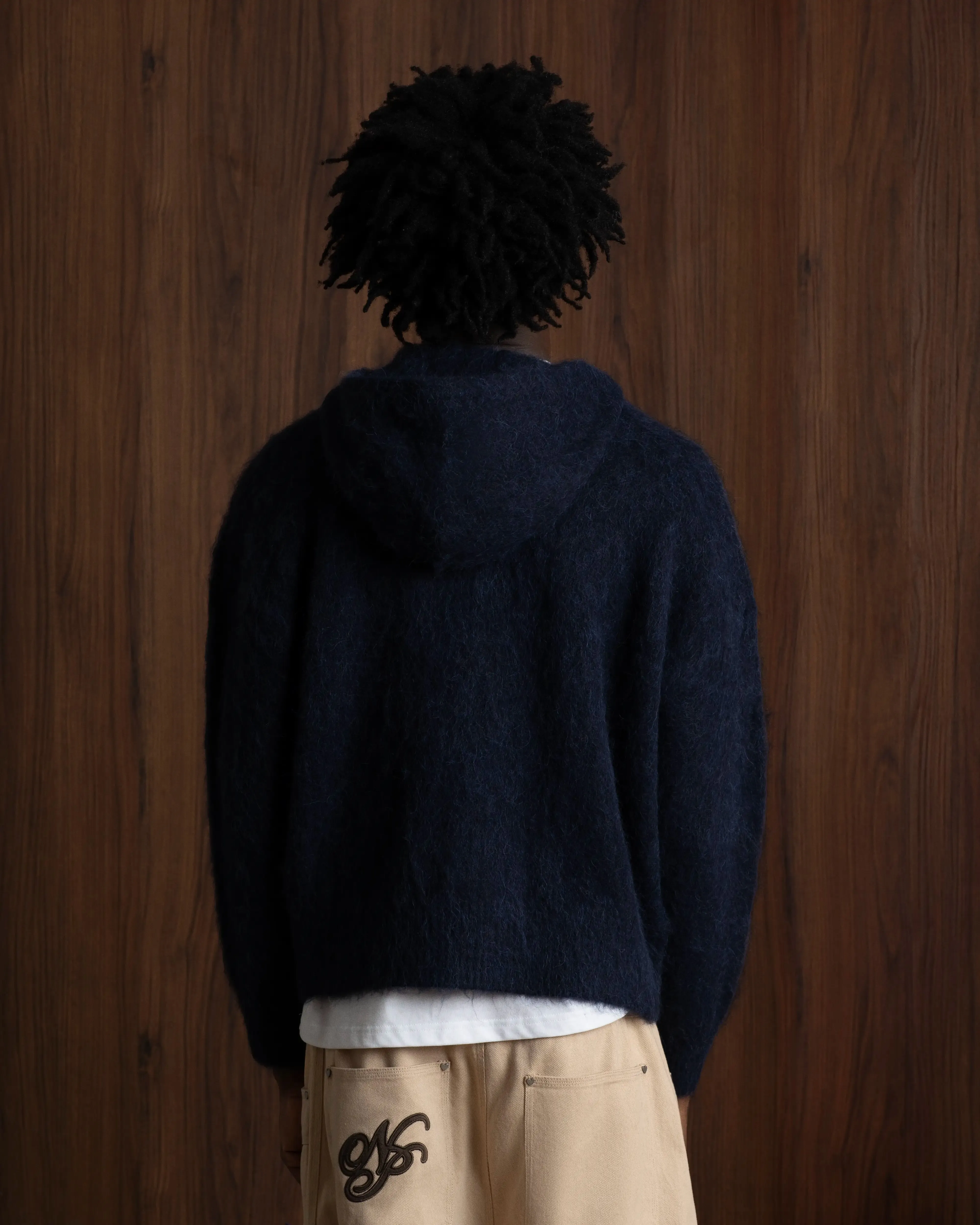 Turtleneck Variation Alpachino Zip-Up Knit Navy
