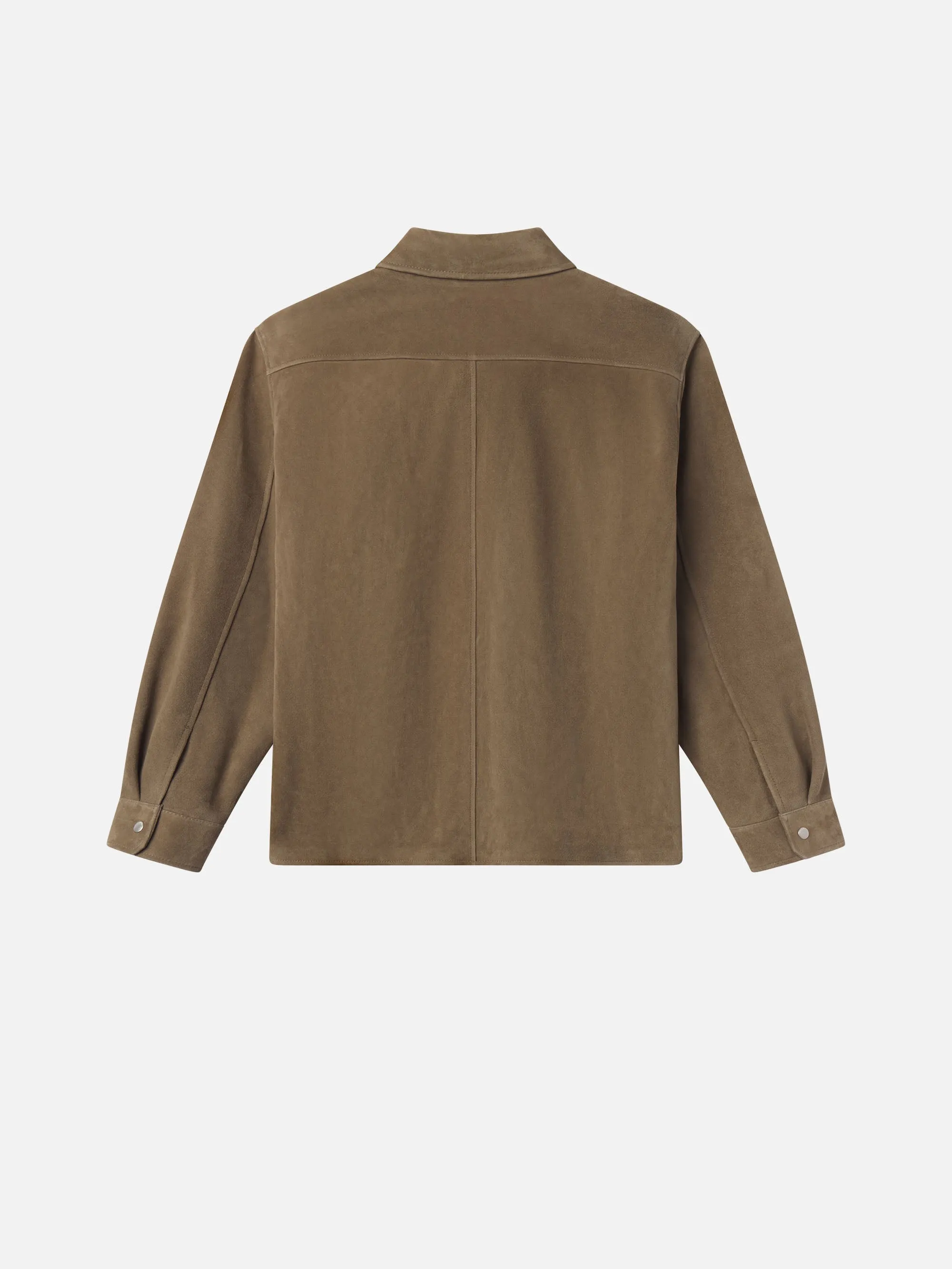 Suede Shirt -- Dark Beige Frictionless Zipper Tracks Anti Pilling Texture