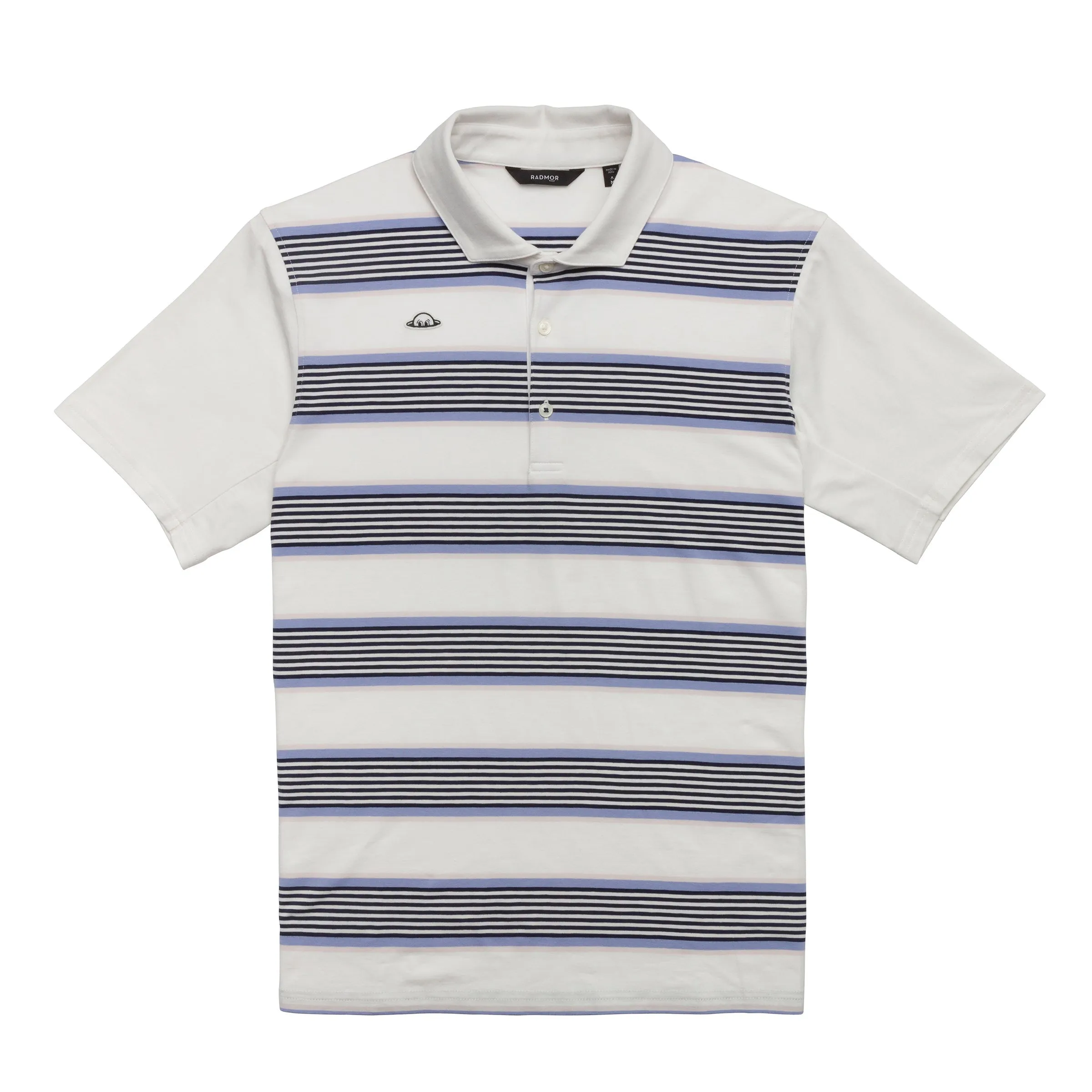 RADMOR Taylor Recycled Segue Stripe Polo - Snow White Relaxed Vibe