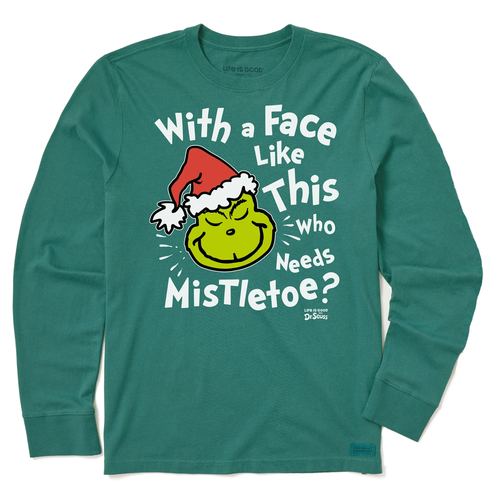 Essential Clothing Men's With a Face Like This Grinch Long Sleeve Crusher Tee