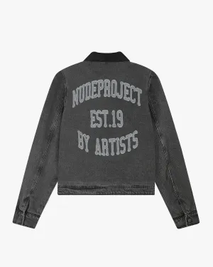 Trucker Denim Jacket Black Four Way Stretch Material