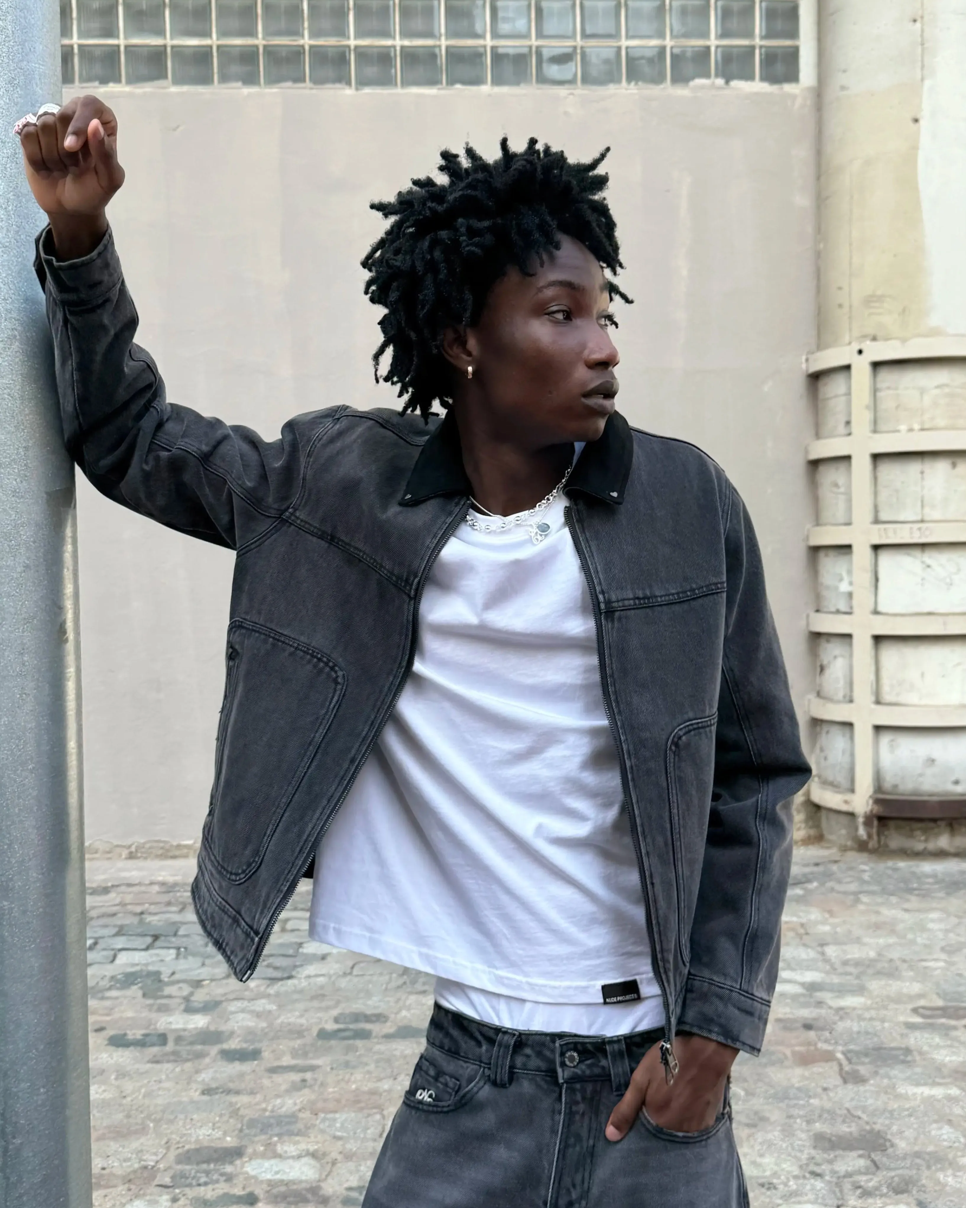 Outer Chill Piece QuickDryMaterial Trucker Denim Jacket Black