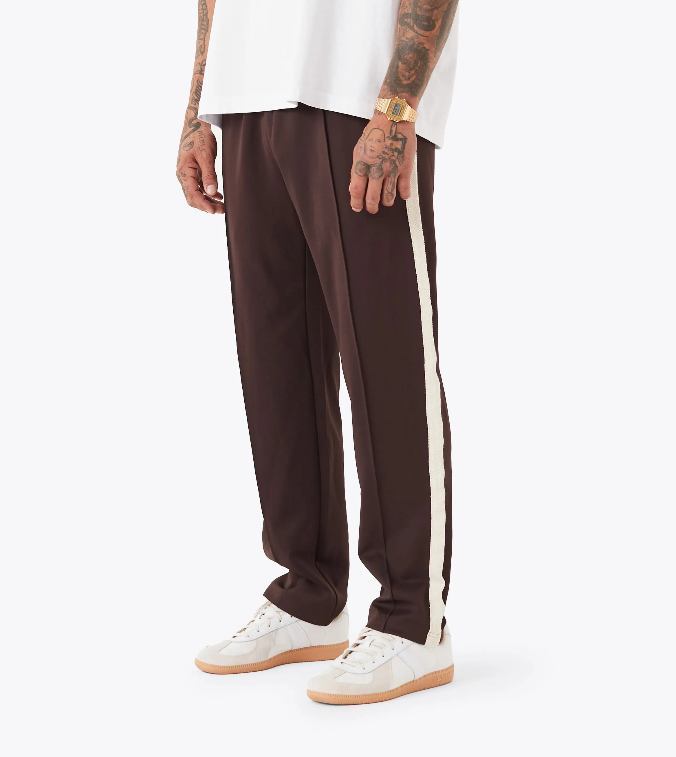Breathable Stretch Stitched Football Trackpant Dk Choc