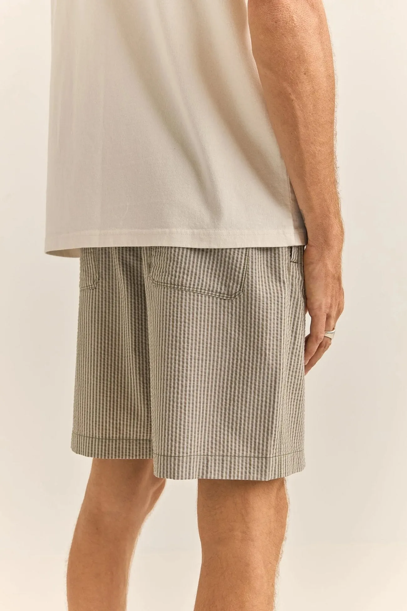 volleyball outfit school wear Seersucker Stripe Jam Olive