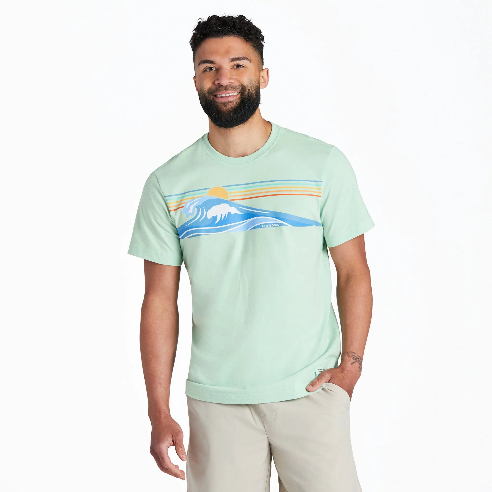 Men's Wavy Stripes Short Sleeve Crusher-LITE Tee Athletic Fit