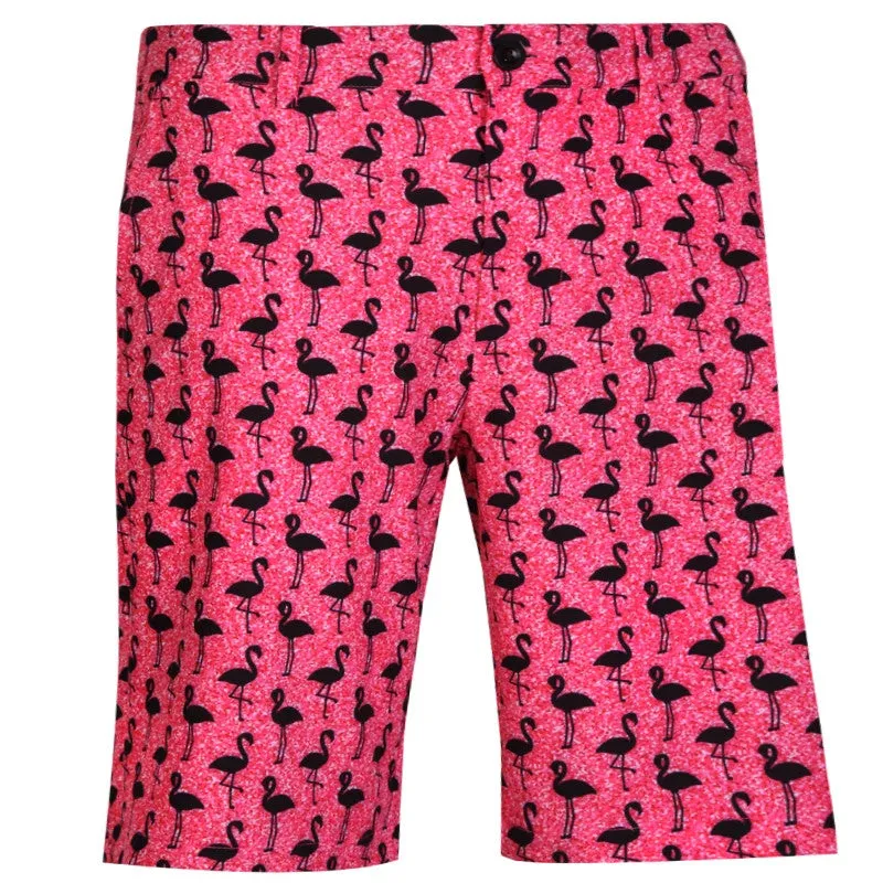 Tattoo Golf: Men's Black Bird Cool-Stretch Golf Shorts - Pink Active Wear Fit Eco friendly materials