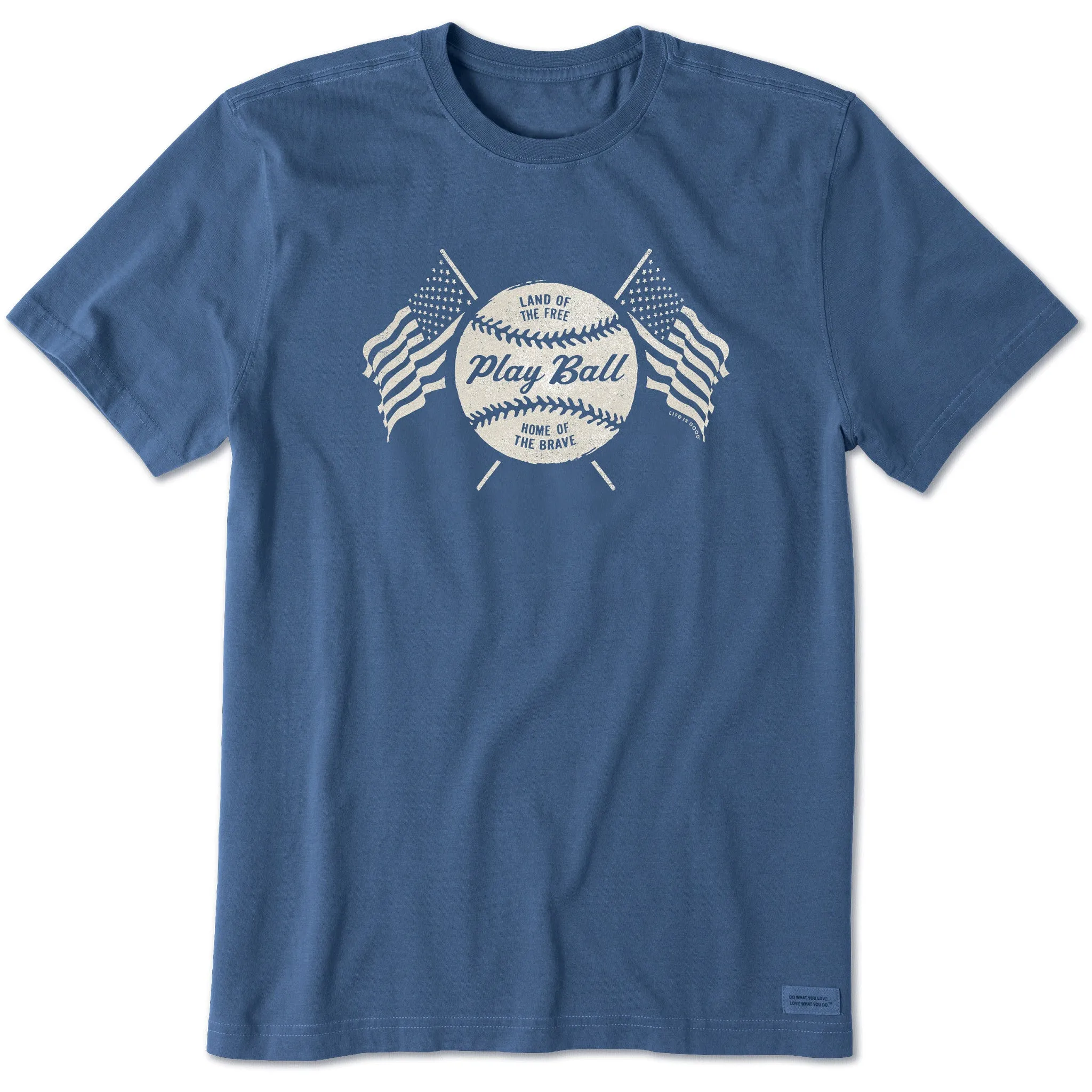 Reinforced Hems Men's Play Ball USA Flags Short Sleeve Tee