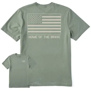 Timeless Style Men's Home of the Brave Flag Short Sleeve Tee