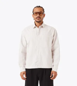 Eco-Friendly Material Baby Soft Box Crop LS Shirt Beige Stripe