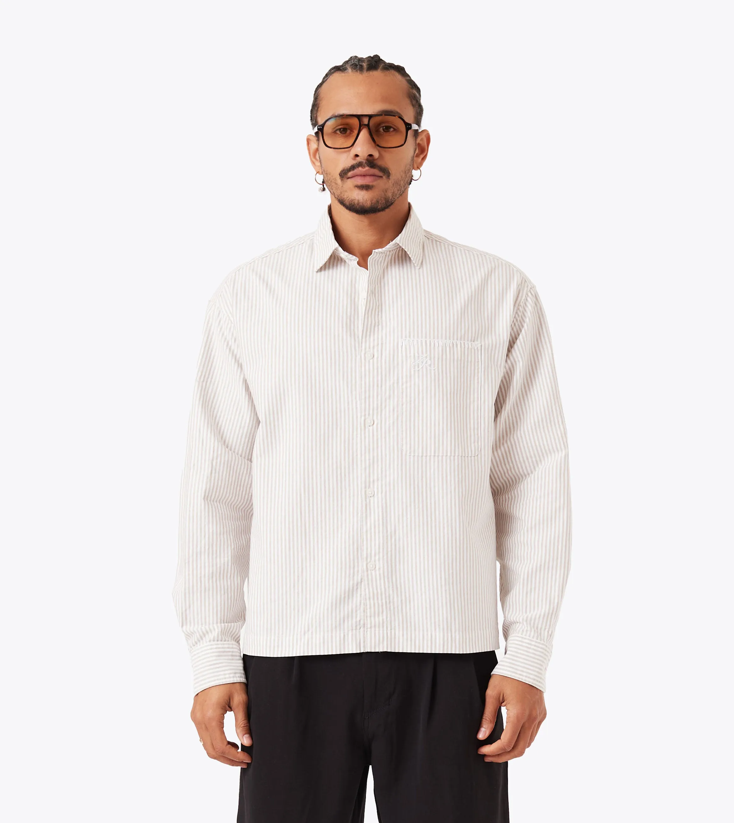 Eco-Friendly Material Baby Soft Box Crop LS Shirt Beige Stripe