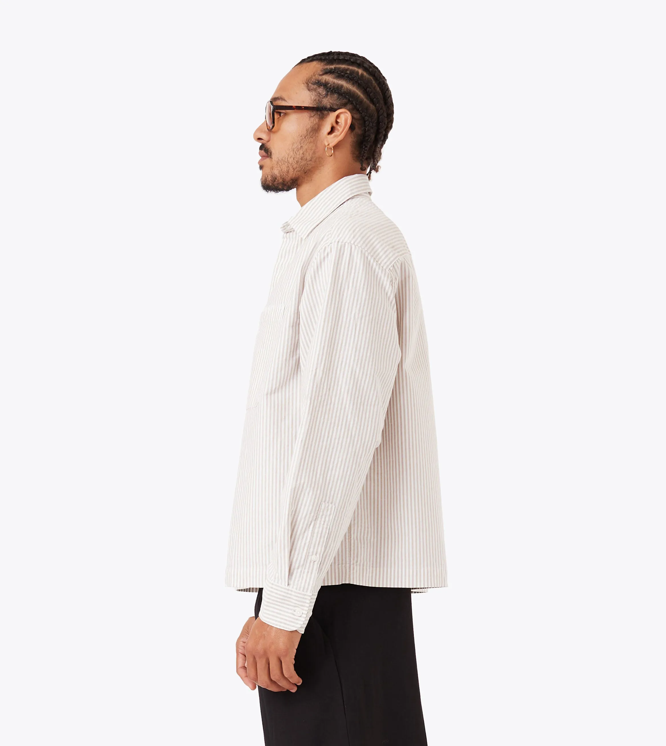 Box Crop LS Shirt Beige Stripe Young Edge AbrasionFree Edging