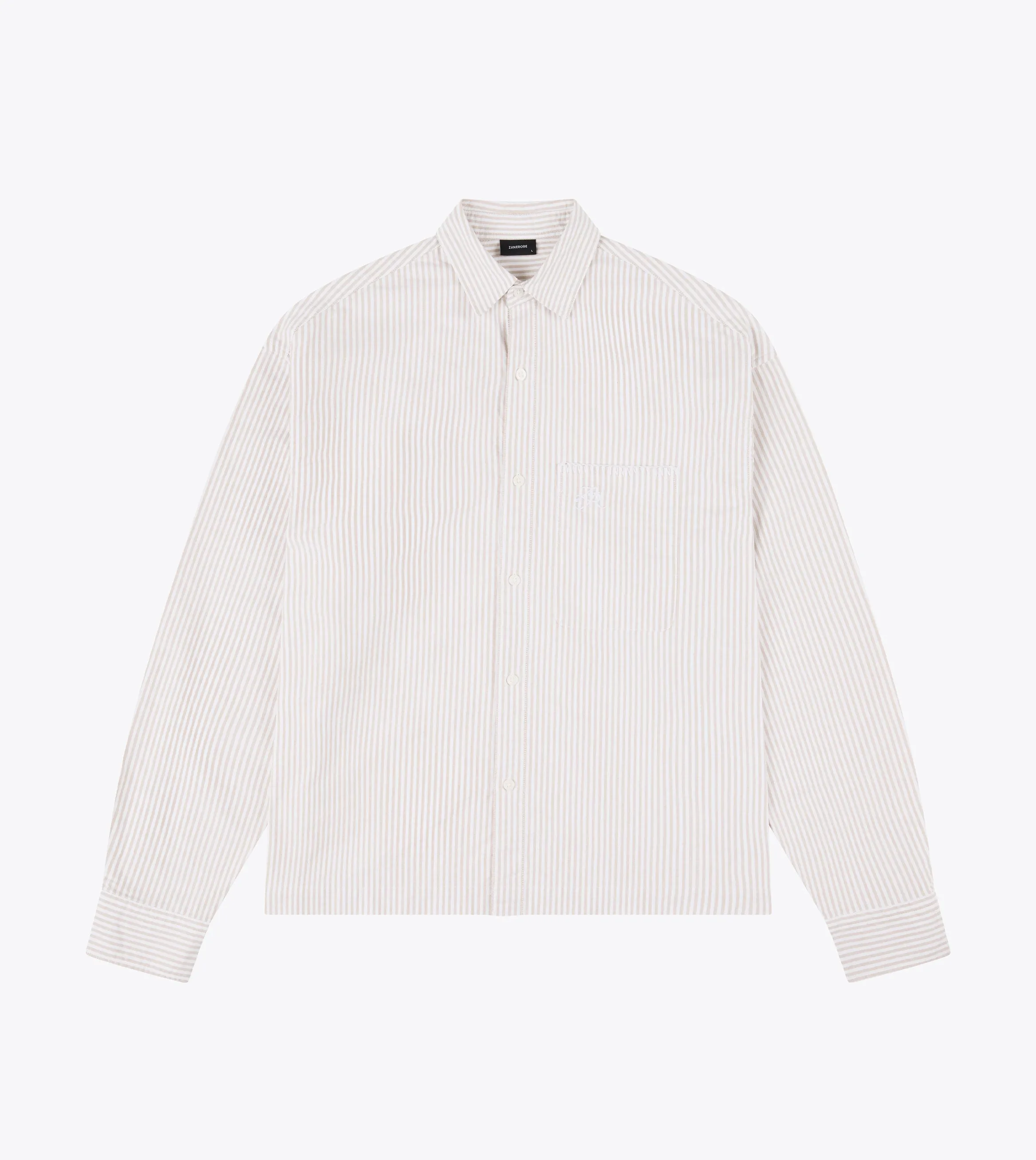 Night Charm Modern Outfit Box Crop LS Shirt Beige Stripe