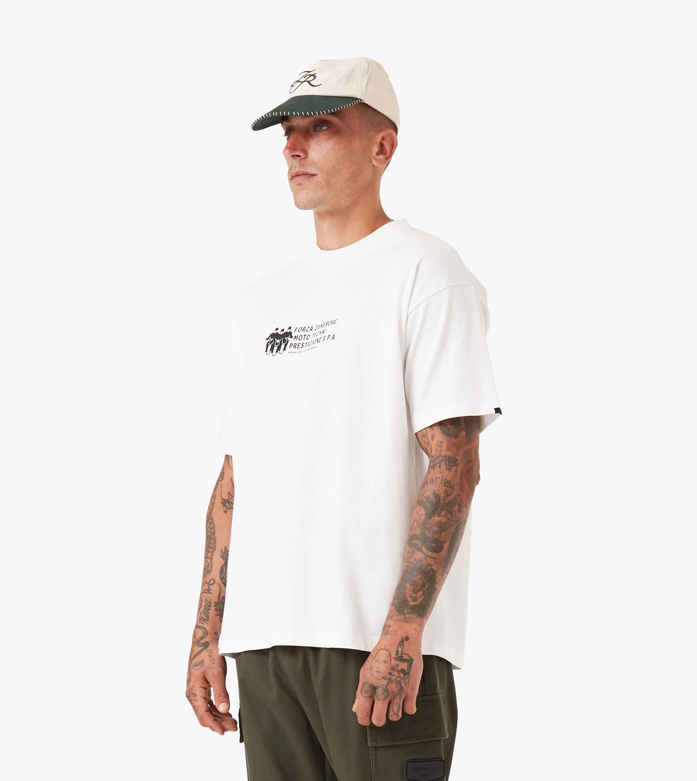 Forza Box Tee Vintage White EcoConscious Processing Durable Collar Construction